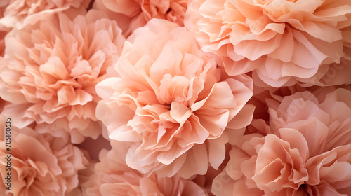 Close Up Portrait of Peonies in Peach Fuzz Color of the Year 2024