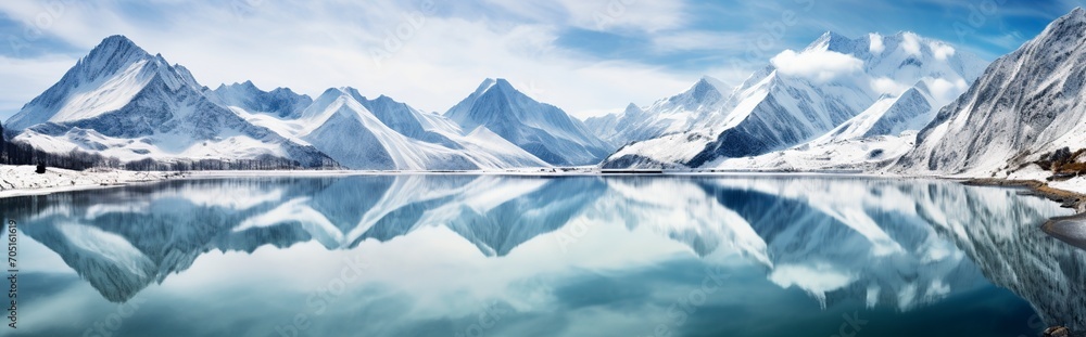 beautiful and crystalline lake where the snow-capped mountains are reflected beautiful and crystalline lake where the snow-capped mountains are reflected
