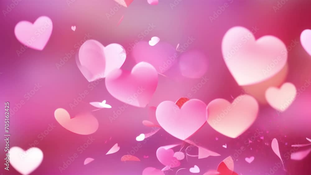 falling pink hearts, abstract background falling pink hearts, abstract background