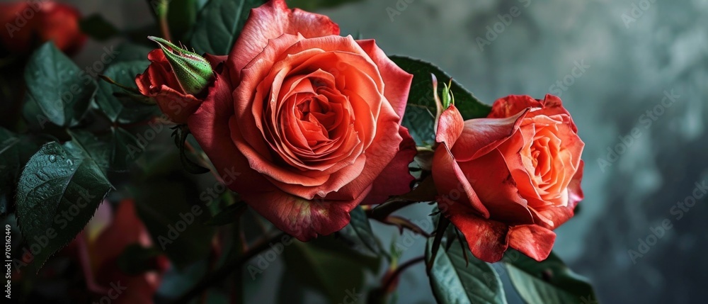A Pair Of Roses Conveying Love And Affection