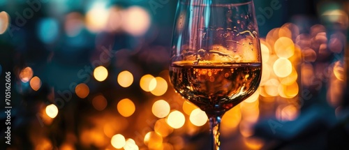 A Wine Glass, Surrounded By Lights In A Mesmerizing Blur