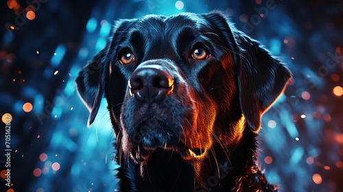 A close-up of a magical, glowing Ultra Instinct Mighty Black Labrador, perfect for a captivating black Labrador wallpaper
