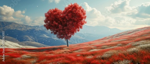 Valentine's Day Backdrop Featuring A Heart-Shaped Tree