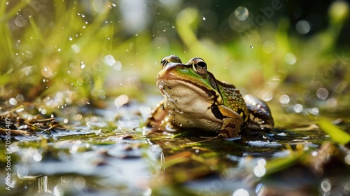 Swamp green frog animal nature wallpaper background 