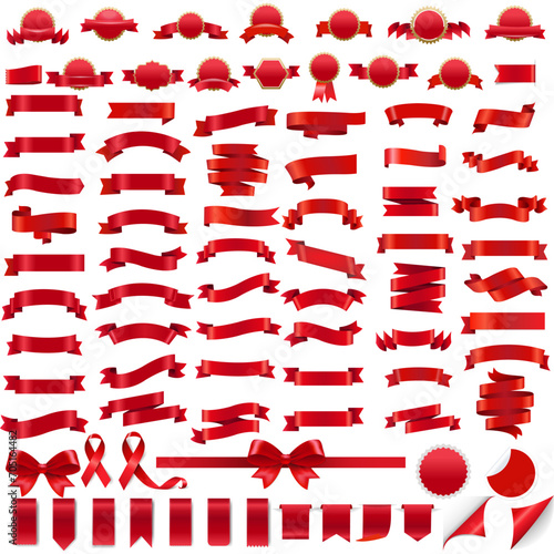 Red Ribbons Big Set Isoalated