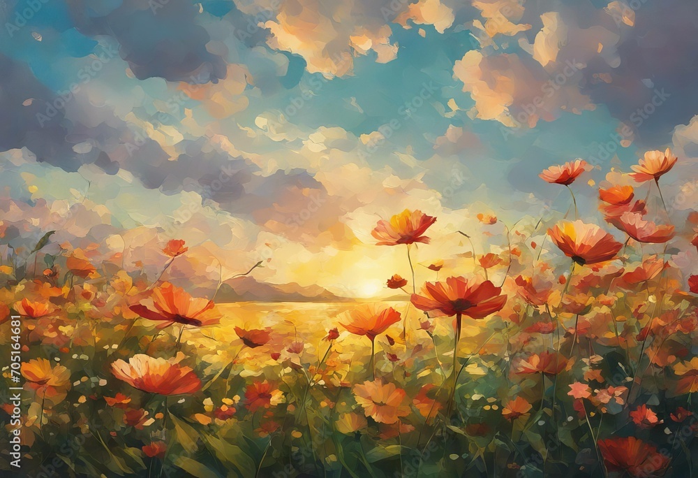 Obraz premium oil painting landscape of Flower