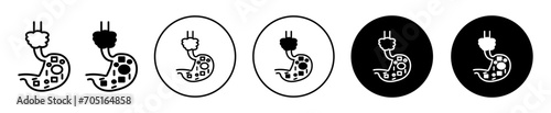 esophageal cancer flat line icon set. esophageal cancer Thin line illustration vector