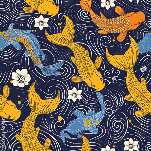 Patrón repetible, peces koi