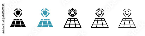 Solar Power Vector Icon Set. Renewable solar panel energy vector symbol for UI design.