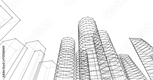city ​​abstract towers 3d illustration