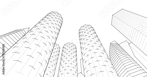 city ​​abstract towers 3d illustration