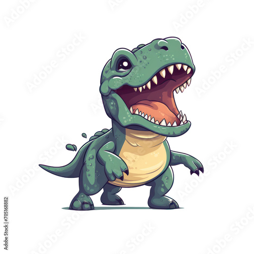 Cute little Tyrannosaurus Rex isolated. Cartoon style illustration for kids and babies.