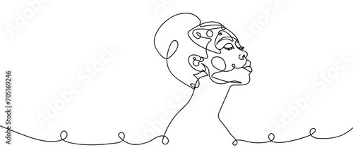 One continuous line drawing Portrait of a black girl in line art style, black history month design