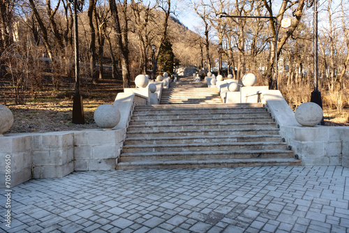 Stairs in the resort park of Zheleznovodsk, Russia photo