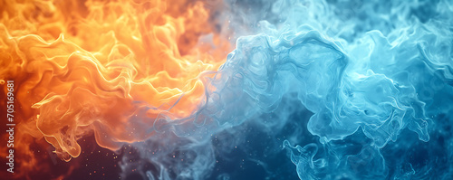 Contrasting elements of fire and ice in an abstract composition  creating a visually striking image.