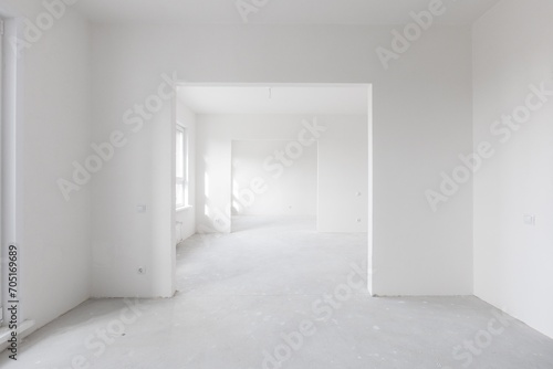 interior of the apartment without decoration in gray colors. rough finish