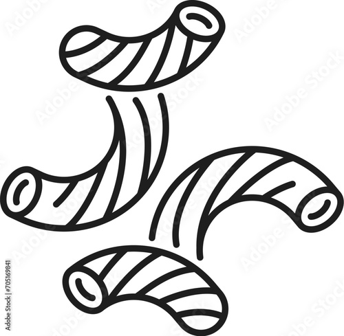 Cavatappi macaroni formed in helical tube shape isolated pasta Italian food. Vector Italian corkscrews pasta type outline icon