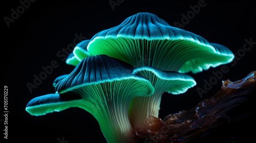Macro photograph of a bioluminescent green oyster © Alia