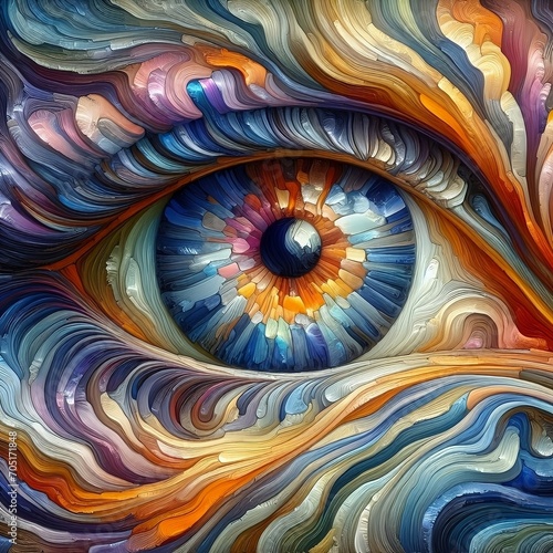 Pintura abstracta al óleo de un ojo humano