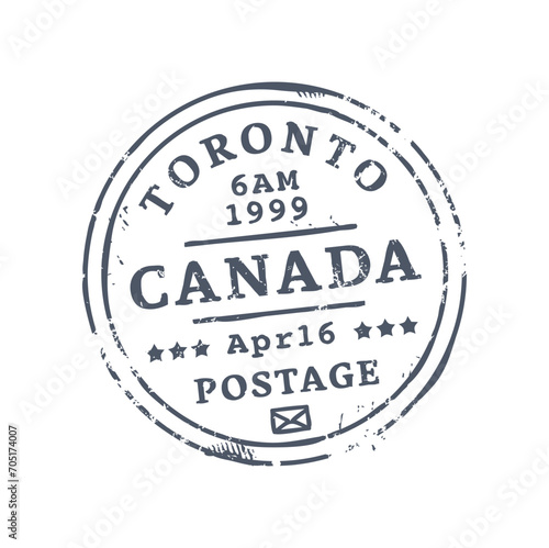 Canada Toronto postage and postal rubber stamp. Vector post office round seal with envelope, mail delivery emblem. International mail control sign