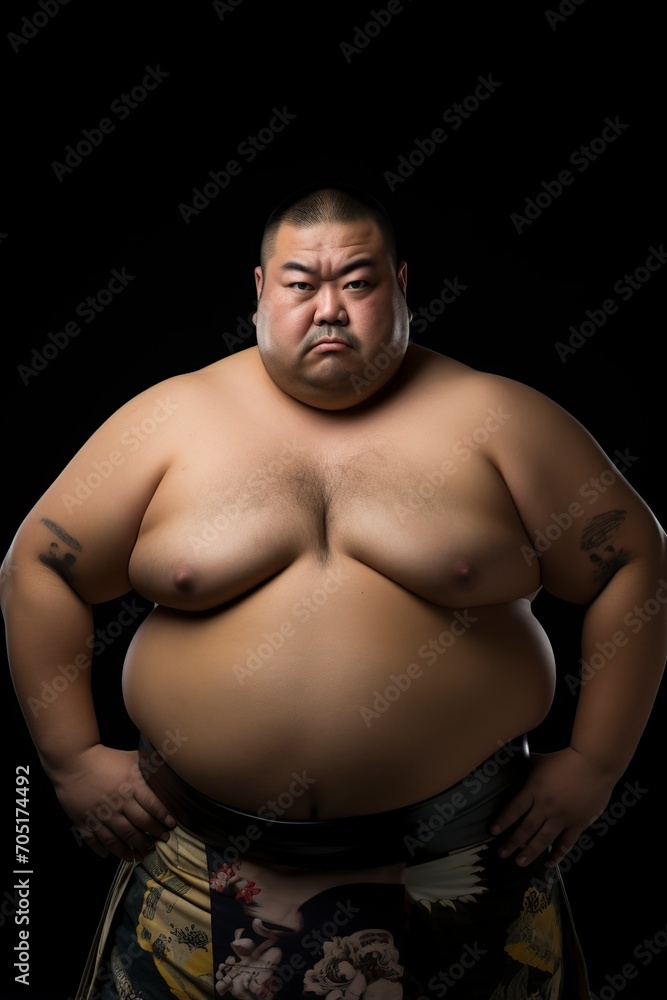 japanese sumo wrestler posing sitting in front of the camera in the studio japanese sumo wrestler posing sitting in front of the camera in the studio