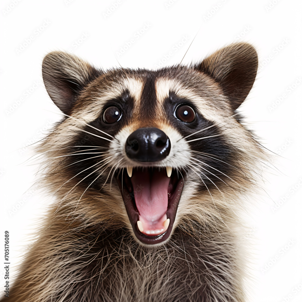 Raccoon Dog  Portraite of Happy surprised funny Animal head peeking Pixar Style 3D render Illustration