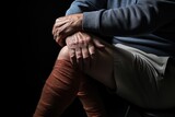 Close-up of man's knees, sports injury or illness. Generative AI