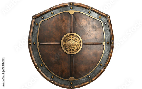 An Ancient Roman Shield in Isolation on White Isolated on Transparent Background. photo