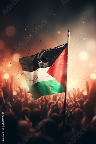 palestinian flag on a dark background
