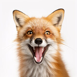 Red Fox  Portraite of Happy surprised funny Animal head peeking Pixar Style 3D render Illustration