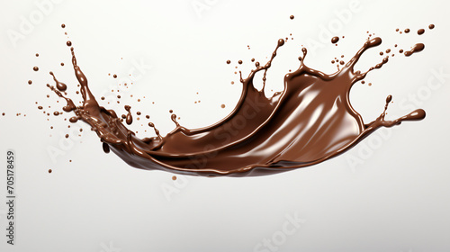 Chocolate splash dark chocolate white background