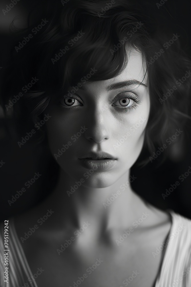 white and black , young pretty woman posing looking very sensual at the camera white and black , young pretty woman posing looking very sensual at the camera