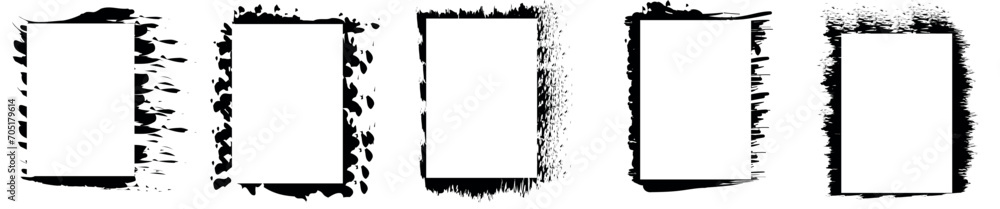 Grunge backgrounds frames vector set. Empty brush paint ink in square frame illustration. Grunge backgrounds frames vector set. Empty brush paint ink in square frame illustration.
