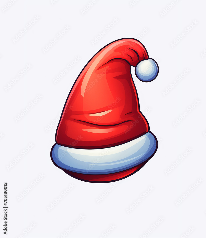 Symbol of Christmas Joy. Red and White Santa Claus Cap Symbol of Christmas Joy. Red and White Santa Claus Cap
