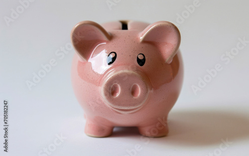 A pink piggy bank sits on top of a white table  serving as a practical tool for saving money.