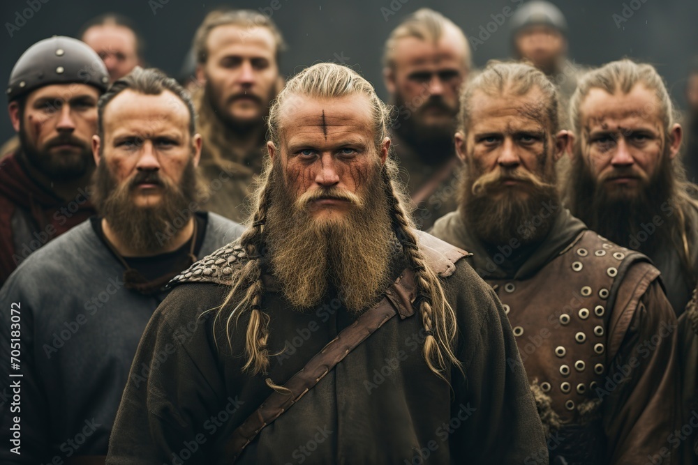 group of vikings dressed in typical viking costume group of vikings dressed in typical viking costume