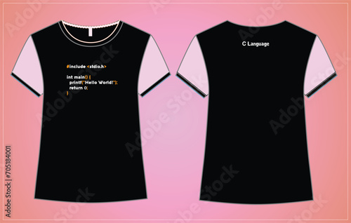 C Language t-shirt design or basic coding t-shirt design or programmer coder t-shirt design