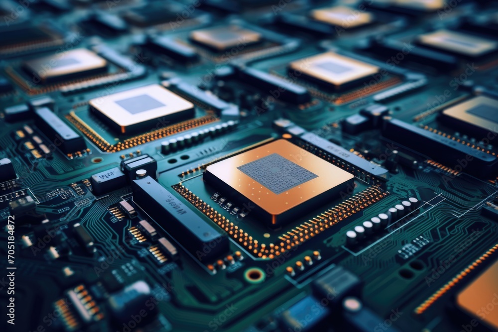 Close up of Microprocessors on a Circuit Board