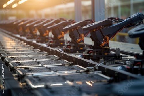Robotic Arms Assembling Solar Panels in a High-Tech Factory