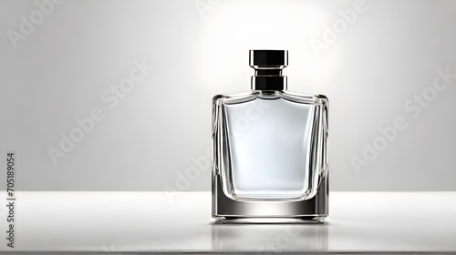 International Fragrance Day March 21. Closeup Perfume bottle isolated on white background with copy space for text. Product Photography concept. Perfume bottle luxury design for banner, poster