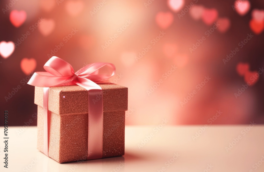 Gift box with pink ribbon close up Gift box with pink ribbon close up