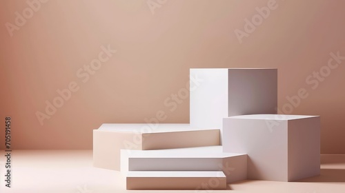 3d render abstract combination of simple and elegant background with empty stage Cube podium or cube pedestal. showcase for product presentation