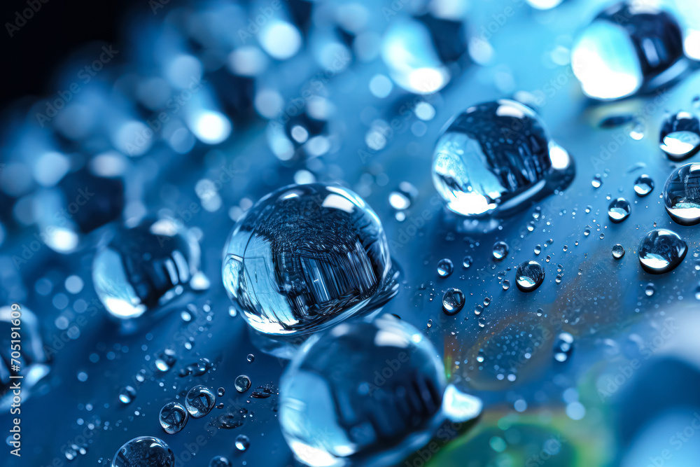 Macro magic with water drops on a green leaf. A stunning stock photo capturing the intricate details and natural beauty of a bush in the morning dew Macro magic with water drops on a green leaf. A stunning stock photo capturing the intricate details and natural beauty of a bush in the morning dew