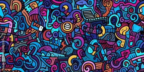 Colorful abstract doodle seamless pattern, wallpaper background.