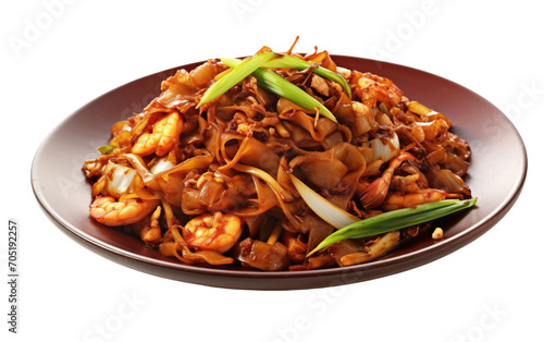 Savoring the Rich Flavors of Char Kway Teow Isolated on Transparent Background. photo