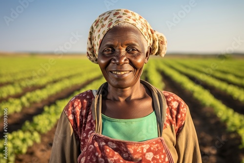 modern peasant woman standing in an africa photo