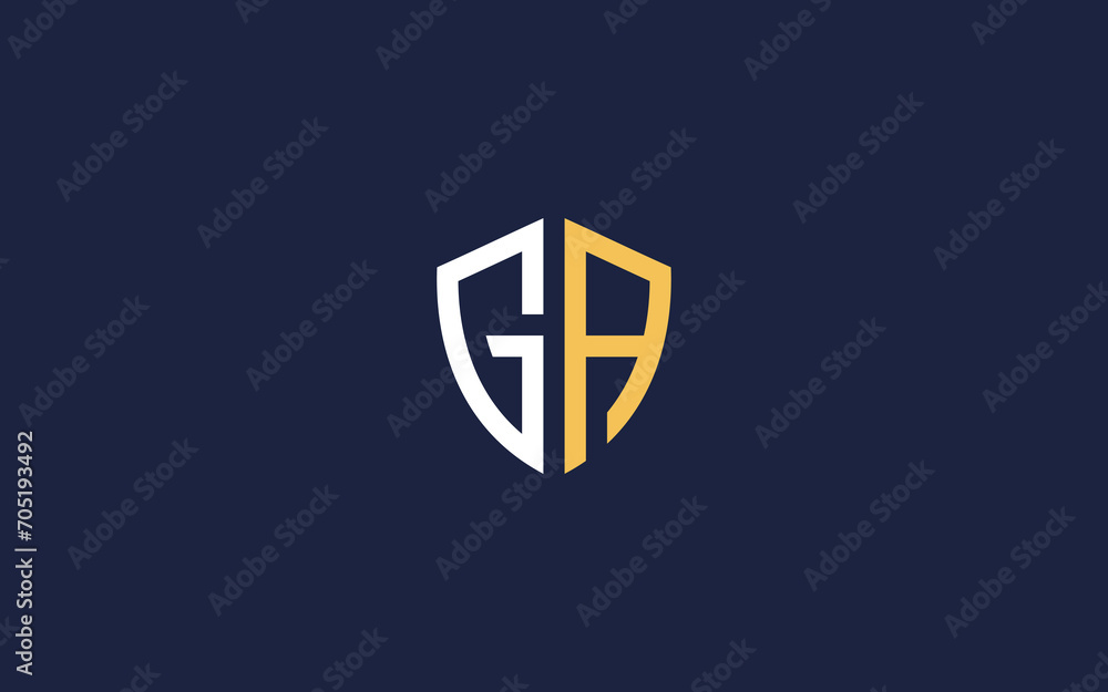 letter ga with shield logo icon design vector design template inspiration - obrazy, fototapety, plakaty 