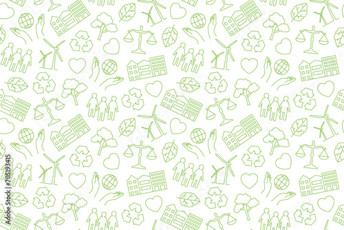 CSR (Corporate Social Responsibility) seamless pattern - vector illustration