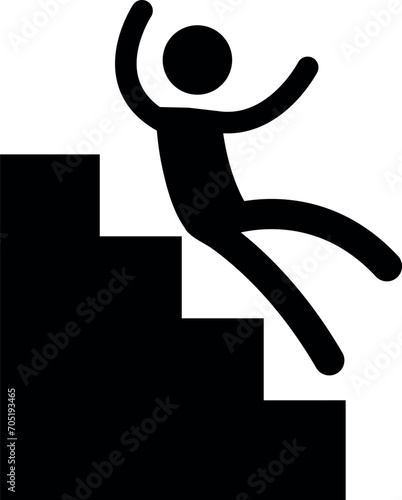Slippery staircase warning sign. Caution signs and symbols.