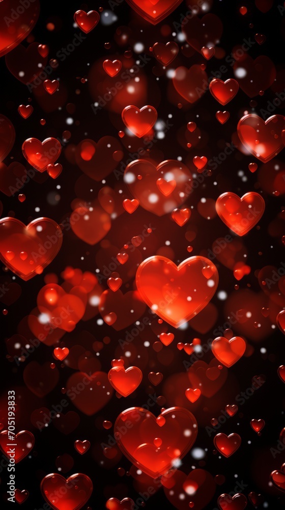 Background with red shiny hearts
